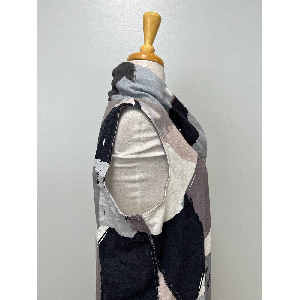 NWT ForCynthia Navy Multicolor Linen Blend Cowl Neck Maxi Dress Size L MSRP $120 - Picture 10 of 16